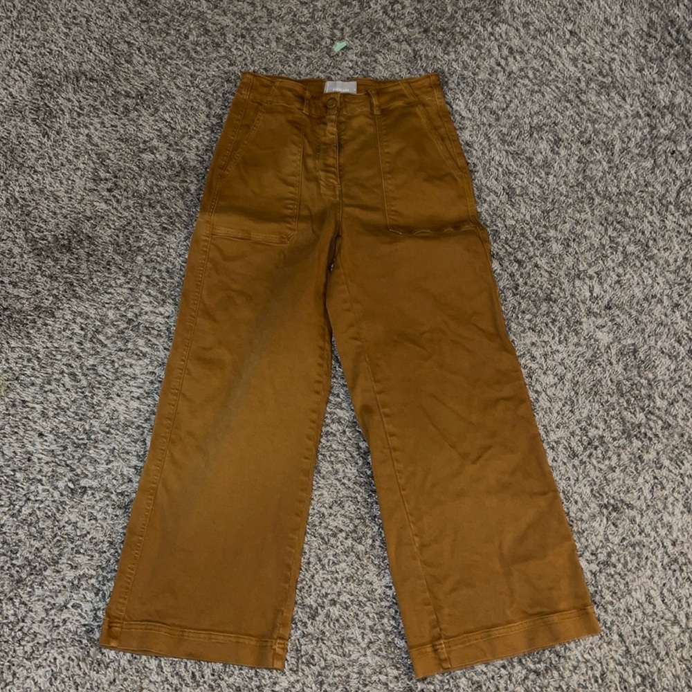 Everlane Wide Leg Cropped Pants in Brown